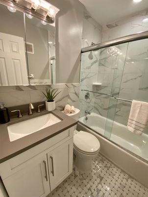 Bathroom, Glass Shower, Interior, Marble Walls