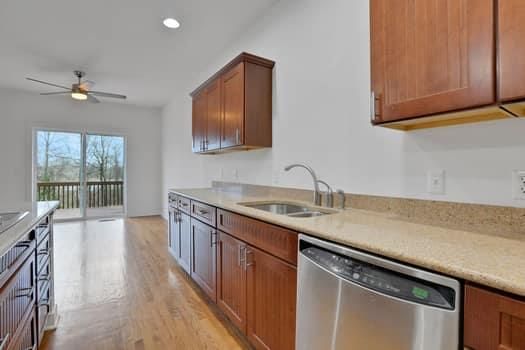 Interior, Kitchen, Recessed Lighting, Wood Texture Flooring