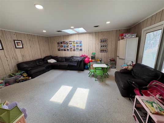 Interior, Living room, Recessed Lighting, Wooden Walls