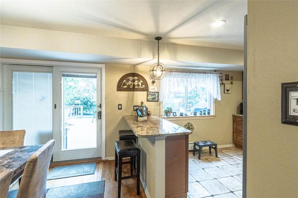 Chandelier, Interior, Kitchen, Pendant Lights, Recessed Lighting, Wood Texture Flooring