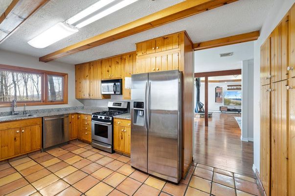 Interior, Kitchen, Stainless Steel Appliances, Wood Texture Flooring