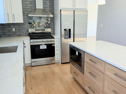 Interior, Kitchen, Stainless Steel Appliances, Wood Texture Flooring