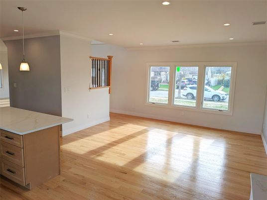 Empty room, Interior, Pendant Lights, Recessed Lighting, Wood Texture Flooring