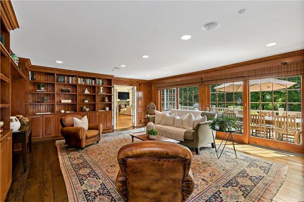 Interior, Living room, Recessed Lighting, Wood Texture Flooring, Wooden Walls