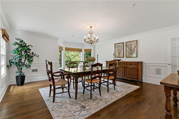 Chandelier, Dining room, Interior, Wood Texture Flooring