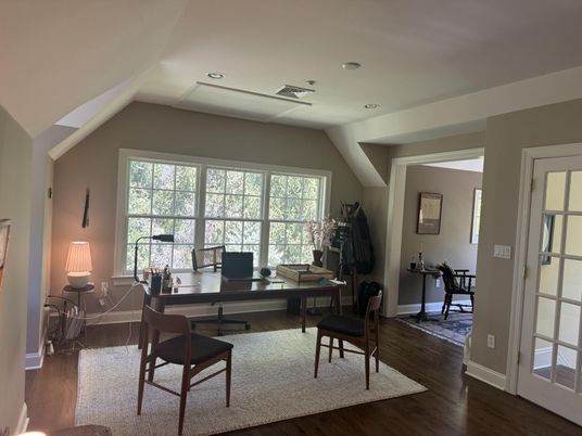 Home Office, Interior, Recessed Lighting, Wood Texture Flooring