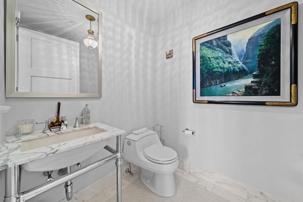 Bathroom, Interior, Marble, Pendant Lights