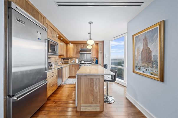 Interior, Kitchen, Pendant Lights, Stainless Steel Appliances, Wood Texture Flooring