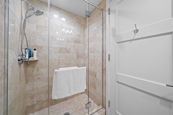 Bathroom, Glass Shower, Interior, Recessed Lighting
