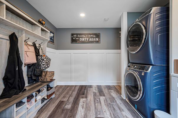 Interior, Recessed Lighting, Utility Closets, Washer, Wood Texture Flooring