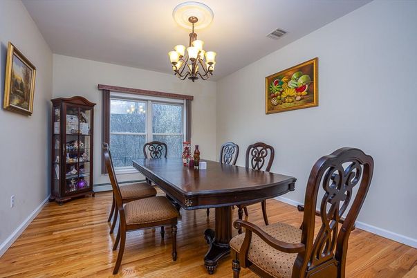 Chandelier, Dining room, Interior, Wood Texture Flooring