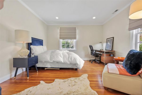 Bedroom, Home Office, Interior, Recessed Lighting, Wood Texture Flooring