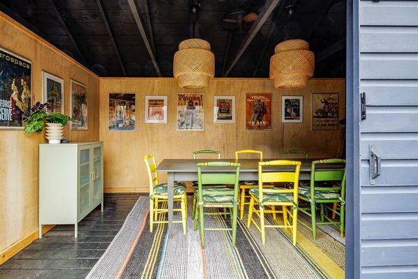 Dining room, Interior, Pendant Lights, Wooden Walls