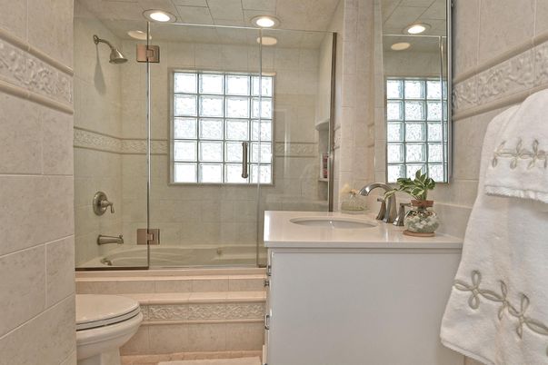 Bathroom, Glass Shower, Interior, Recessed Lighting