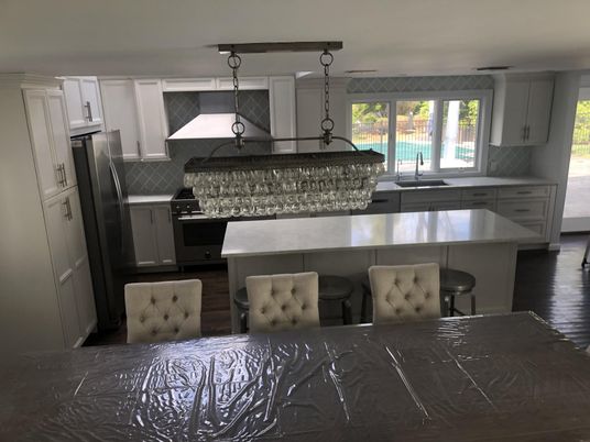 Interior, Kitchen, Pendant Lights, Wood Texture Flooring