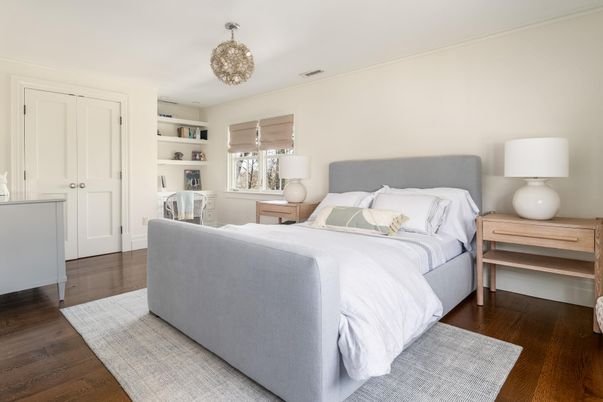 Bedroom, Chandelier, Interior, Wood Texture Flooring