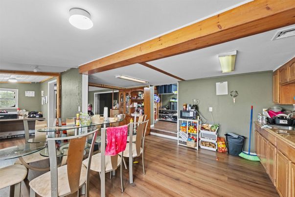 Dining room, Interior, Wooden Beams, Wood Texture Flooring