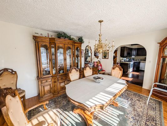 Chandelier, Dining room, Interior, Wood Texture Flooring