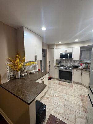 Interior, Kitchen, Marble, Recessed Lighting, Stainless Steel Appliances