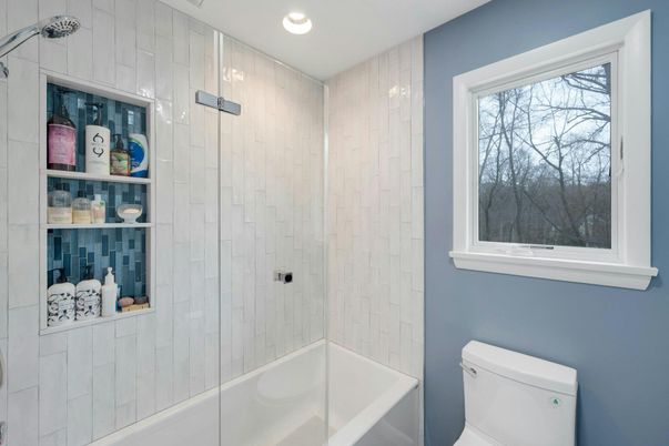 Bathroom, Glass Shower, Interior, Recessed Lighting