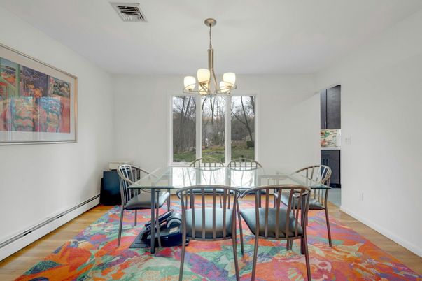 Chandelier, Dining room, Interior, Wood Texture Flooring