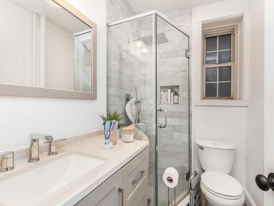 Bathroom, Glass Shower, Interior, Marble Walls