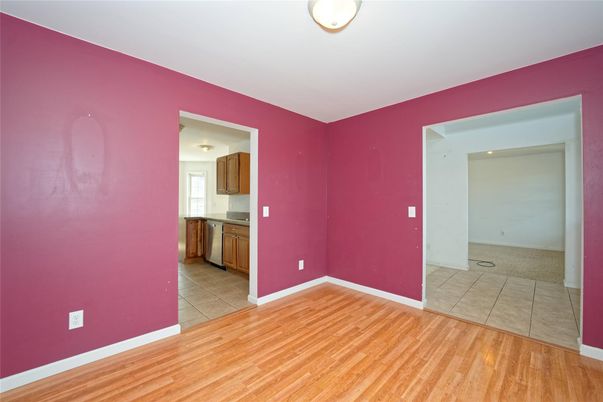 Empty room, Interior, Kitchen, Recessed Lighting, Wood Texture Flooring