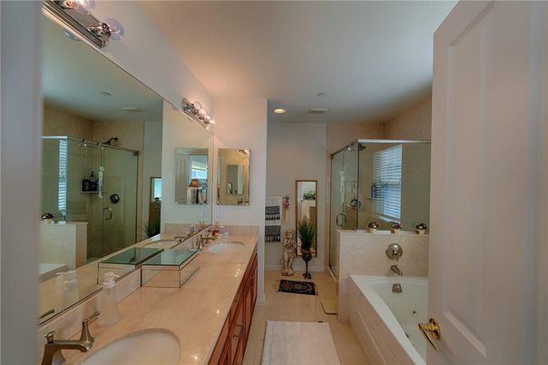Bathroom, Dual Sink Vanities, Glass Shower, Interior, Recessed Lighting