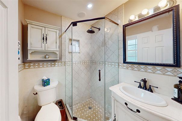 Bathroom, Glass Shower, Interior, Recessed Lighting