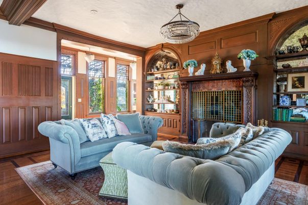 Chandelier, Fireplace, Interior, Living room, Wood Texture Flooring