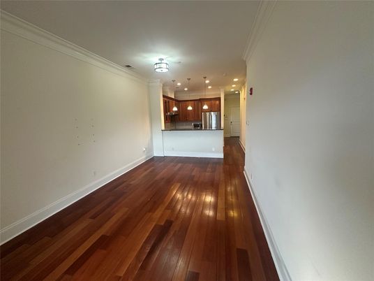 Interior, Kitchen, Pendant Lights, Stainless Steel Appliances, Wood Texture Flooring