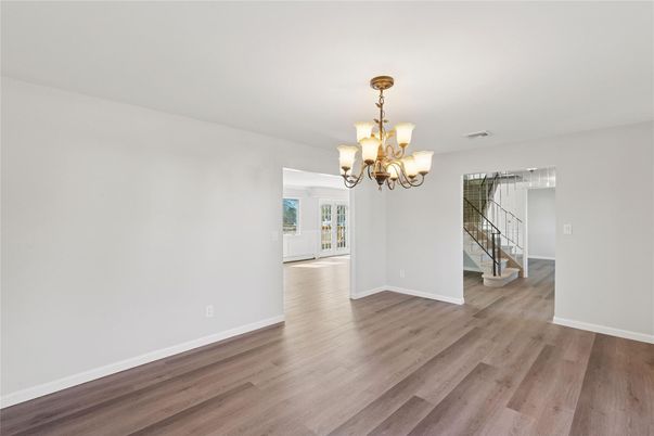 Chandelier, Empty room, Interior, Wood Texture Flooring