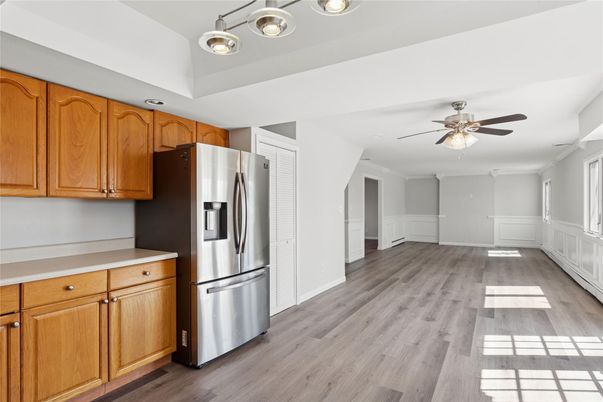 Interior, Kitchen, Stainless Steel Appliances, Wood Texture Flooring