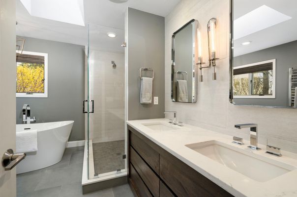 Bathroom, Dual Sink Vanities, Free Standing Baths, Glass Shower, Interior, Recessed Lighting
