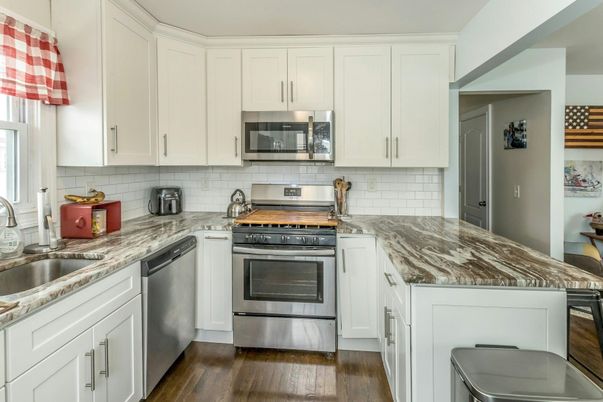 Interior, Kitchen, Stainless Steel Appliances, Wood Texture Flooring