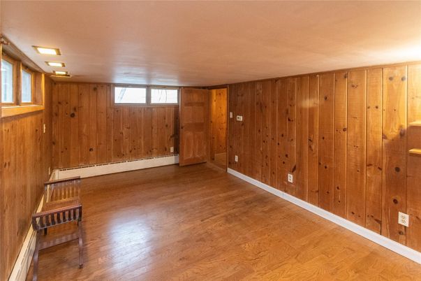Empty room, Interior, Recessed Lighting, Wood Texture Flooring, Wooden Walls