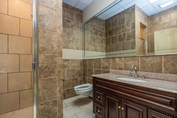 Bathroom, Glass Shower, Interior, Stone Walls