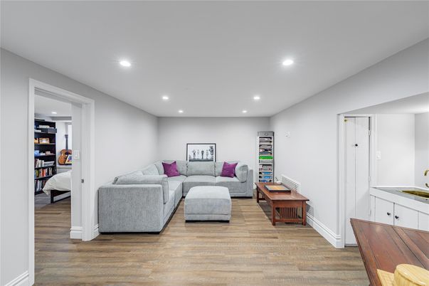 Bedroom, Interior, Living room, Recessed Lighting, Wood Texture Flooring