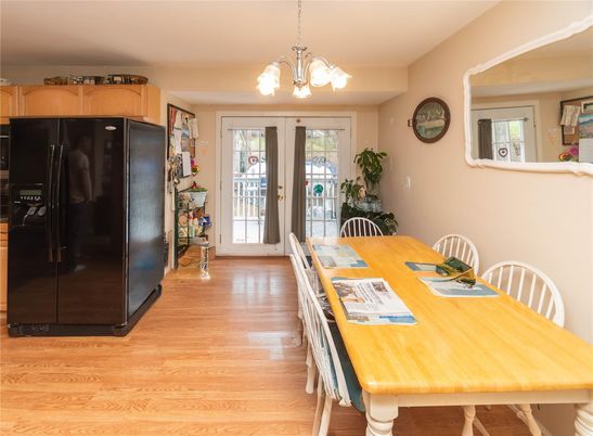 Chandelier, Dining room, Interior, Wood Texture Flooring