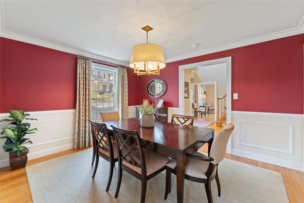 Chandelier, Dining room, Interior, Wood Texture Flooring
