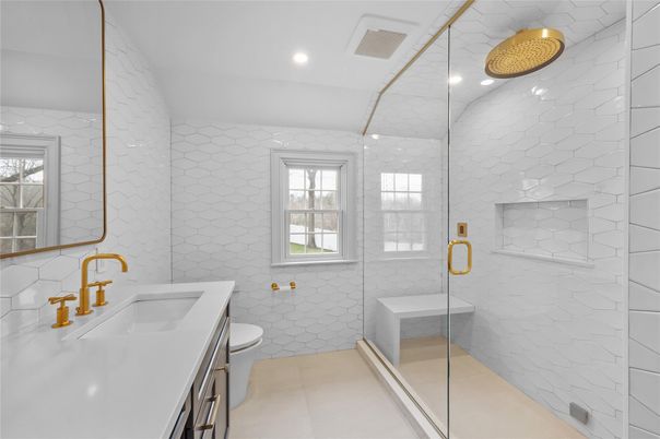 Bathroom, Dual Sink Vanities, Glass Shower, Interior, Recessed Lighting
