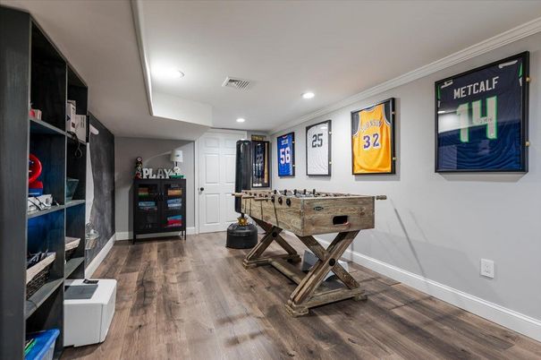 Game Room, Interior, Recessed Lighting, Wood Texture Flooring