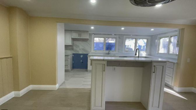 Interior, Kitchen, Marble Walls, Recessed Lighting