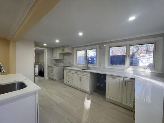 Interior, Kitchen, Marble Walls, Recessed Lighting