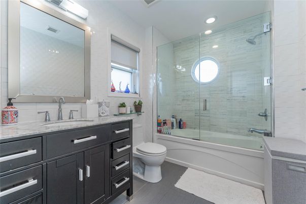 Bathroom, Glass Shower, Interior, Recessed Lighting