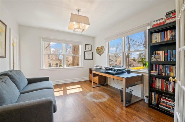 Home Office, Interior, Pendant Lights, Wood Texture Flooring