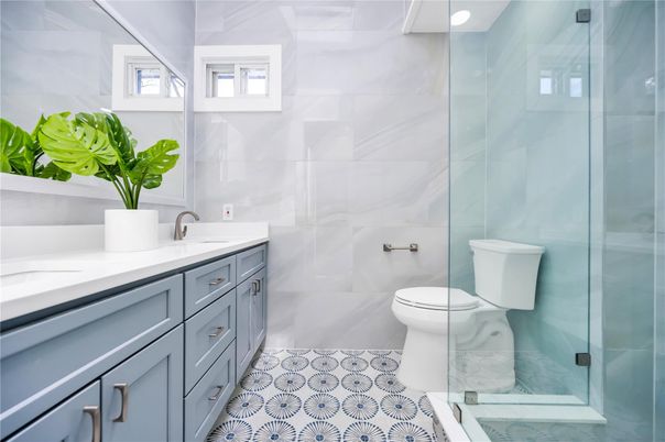 Bathroom, Glass Shower, Interior, Marble Walls