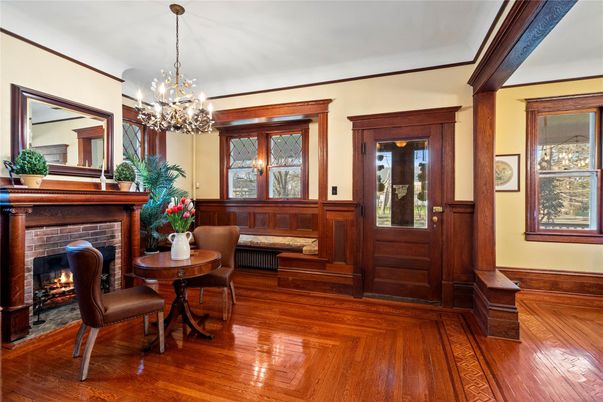 Chandelier, Fireplace, Interior, Wood Texture Flooring