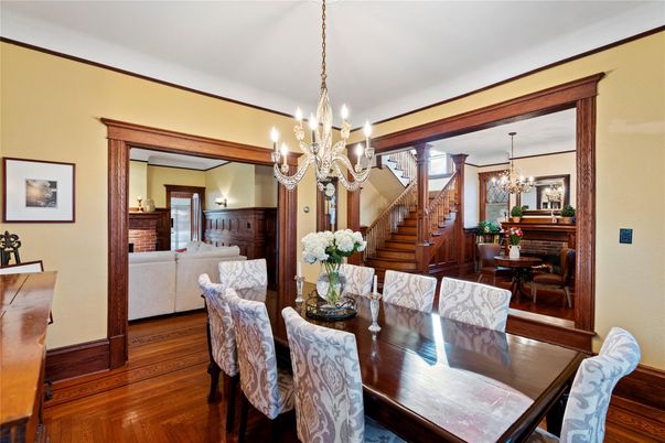 Chandelier, Dining room, Interior, Living room, Piano, Wood Texture Flooring