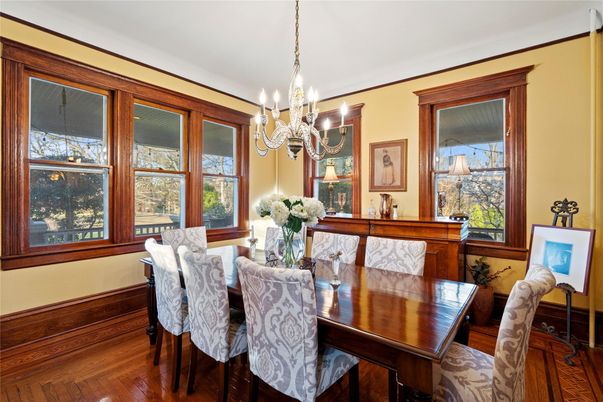 Chandelier, Dining room, Interior, Wood Texture Flooring
